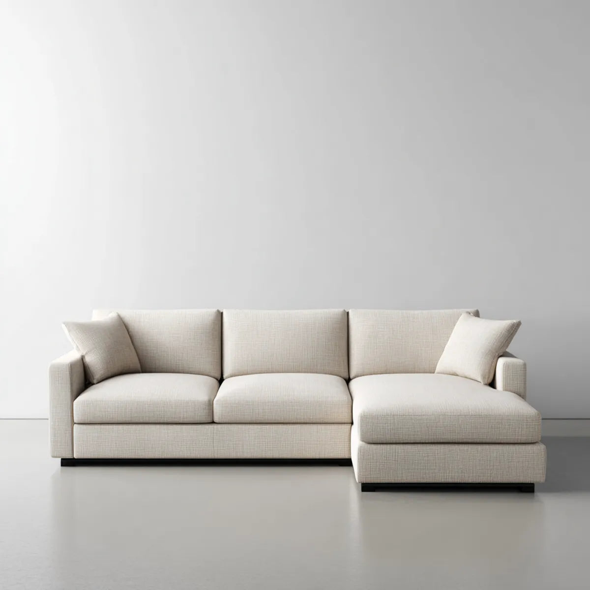 Sofa, Kanapa narożna 3 fotele z szewcem w kremie o wymiarach 280 x 160 x 85 cm w kształcie poliestru L