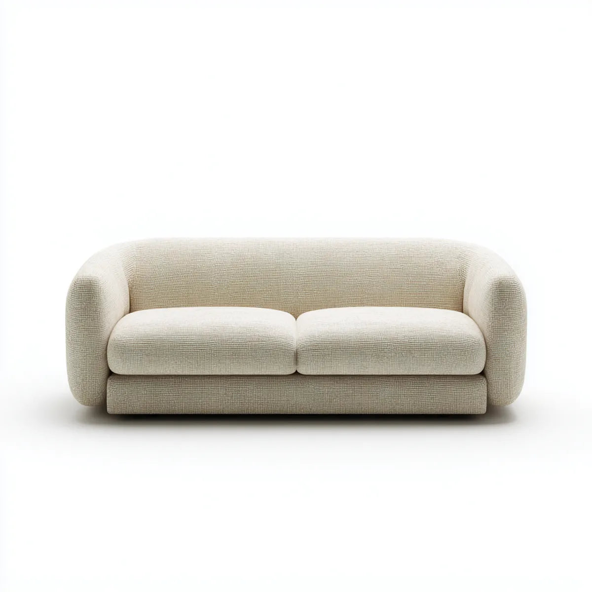 Sofa 2 beżowe fotele 180 x 92 x 76 cm w poliestrowym zaokrąglonym bookle