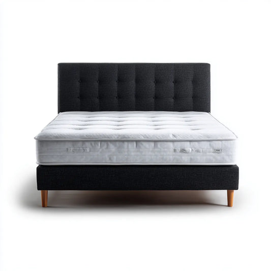 Łóżko dwuosobowe, Box Spring łóżko podwójne czarne 180 x 200 cm z kieszonkowym materacem sprężynowym i części głowy amortyzowane