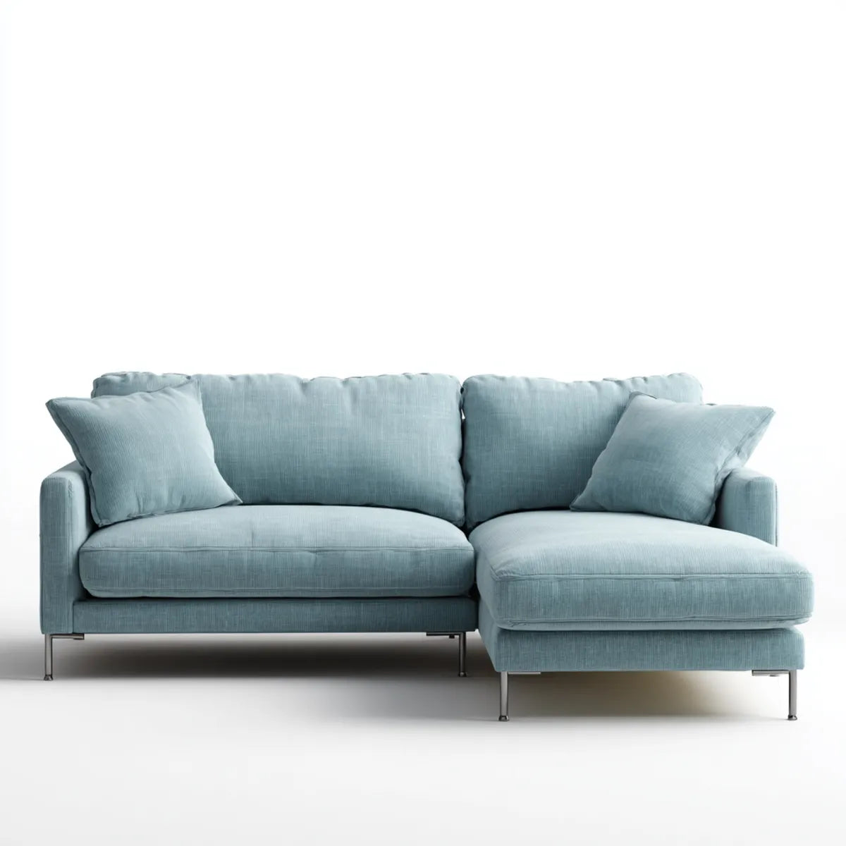 Sofa, Kanapa narożna z niebieskim krzesełkiem 230 x 150 x 85 cm w kształcie poliestru L