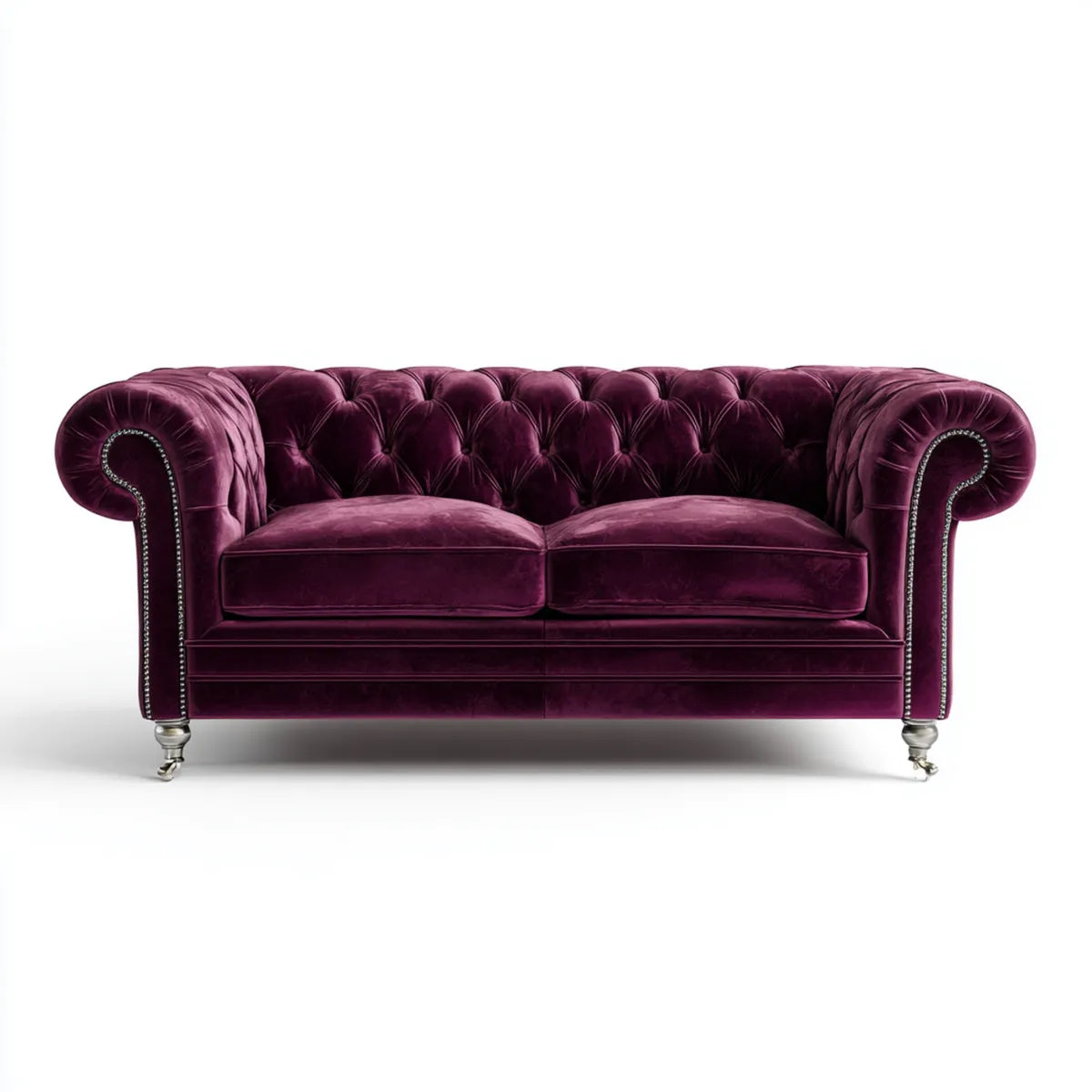 Sofa, Chesterfield sofa 2 fioletowe miejsca 170 x 90 x 75 cm w prostokątnym poliestrowym aksamicie