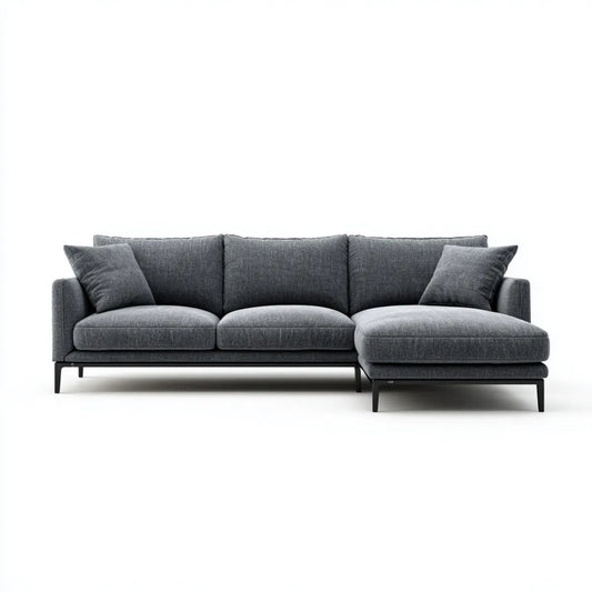 Sofa, Kanapa narożna 4 ciemnoszare miejsca z krzesełkiem w prawej 280 x 160 x 85 cm w kształcie poliestru L