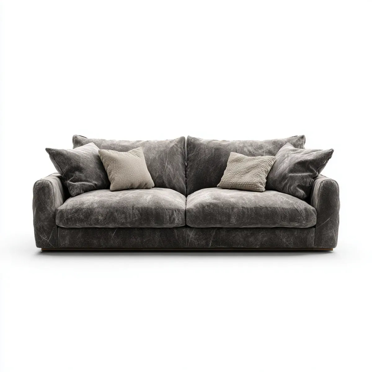 Sofa, 2-osobowy szary antracyt aksamitna sofa w prostokątnym poliestrze 220 x 100 x 85 cm